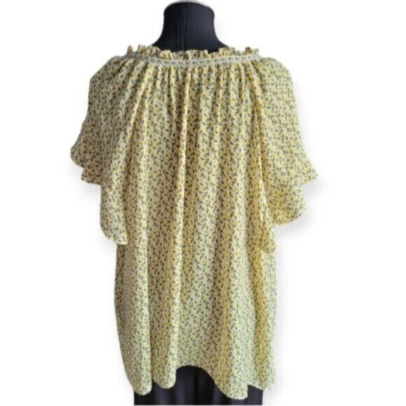 Max Studio Yellow  Ruffle Blouse NWT Sz 3X - Picture 9 of 14